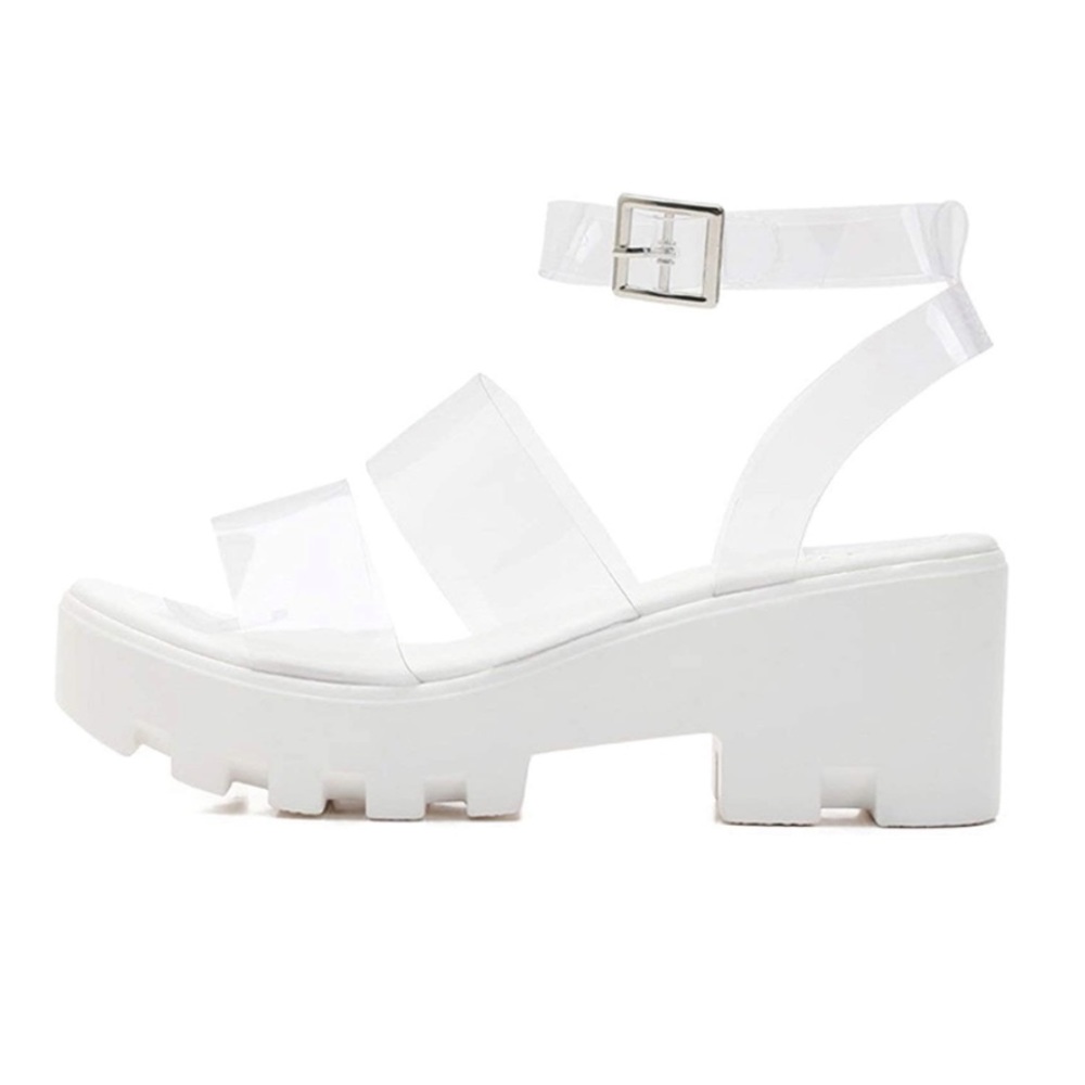 ⭐️HOSTPICK⭐️New! Clear Strappy Platform Sandals Open Toe Ankle Strap Platforms|